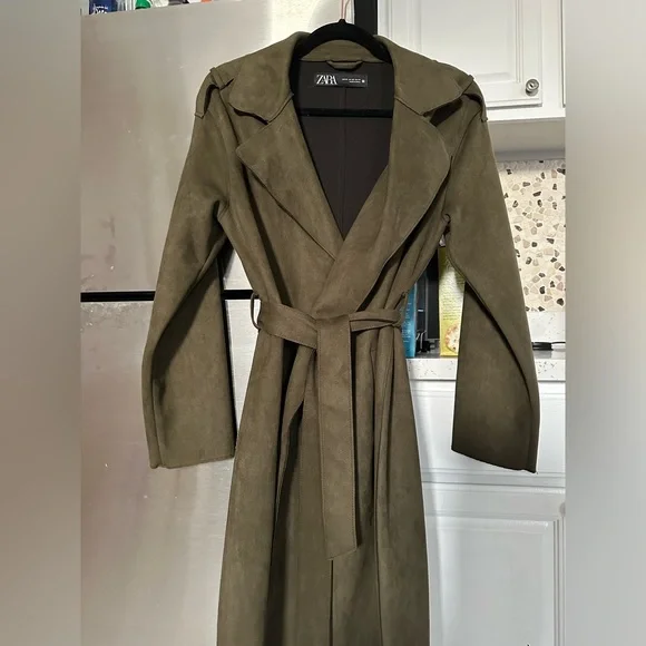Zara | Jackets & Coats | Zara Suede Trench Coat | Poshmark